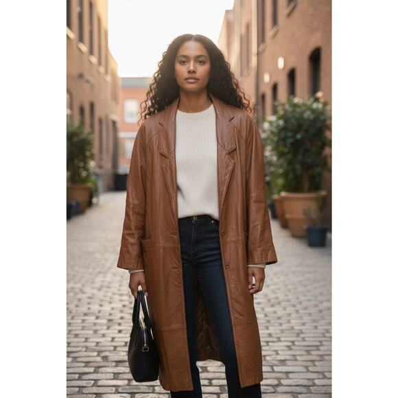 Pelle Full Length Geniune Leather Coat - Size S - Picture 2 of 3